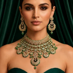 emerald chandrika necklace set